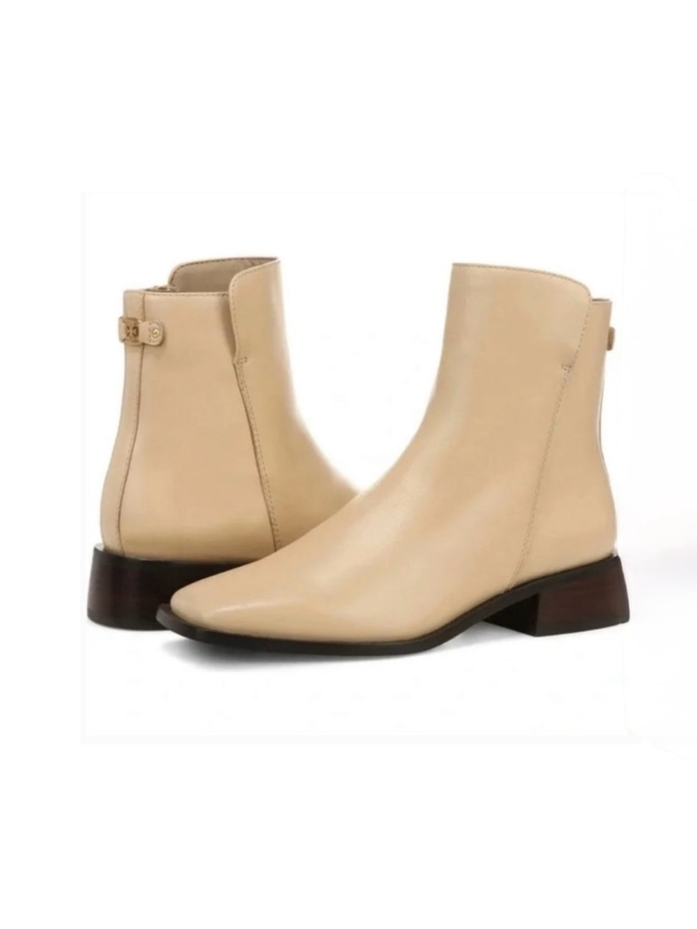 Sam Edelman Thatcher Eggshell Side Zipper Square Toe
Low Block Heel Boots size 6